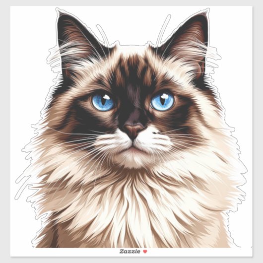 カラフルなシャム猫のイラスト シール (シート)
