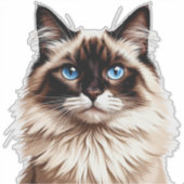 カラフルなシャム猫のイラスト シール (正面)