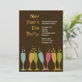 カラフルなシャンパングラスが踊る、泡々としたホリデーシーズン 招待状 (スタンド正面)