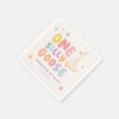 カラフルなシリー・グースの女の子 1歳の誕生日 スタンダードカクテルナプキン (角)