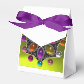 カラフルなジェムストーンが付いた輝く星 ゴールド イエロー フェイバーボックス (正面サイド)