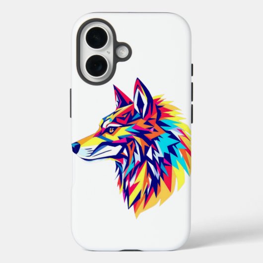 カラフルなジオメトリックオオカミ iPhone / iPad ケース Case-Mate iPhoneケース (裏面)