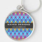 カラフルなジグザグ形の波のモダンの抽象芸術パターン キーホルダー (正面)