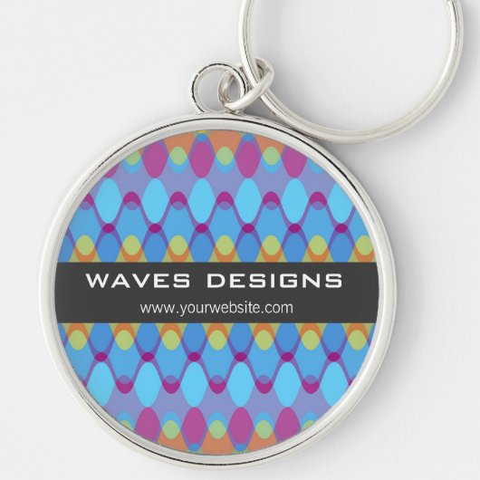 カラフルなジグザグ形の波のモダンの抽象芸術パターン キーホルダー (正面)