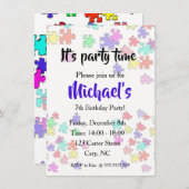 カラフルなジグソーパズルのピース 招待状 (正面/裏面)