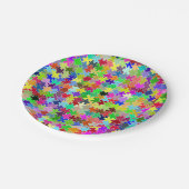 カラフルなジグソーパズルパターン ペーパープレート (アングル)