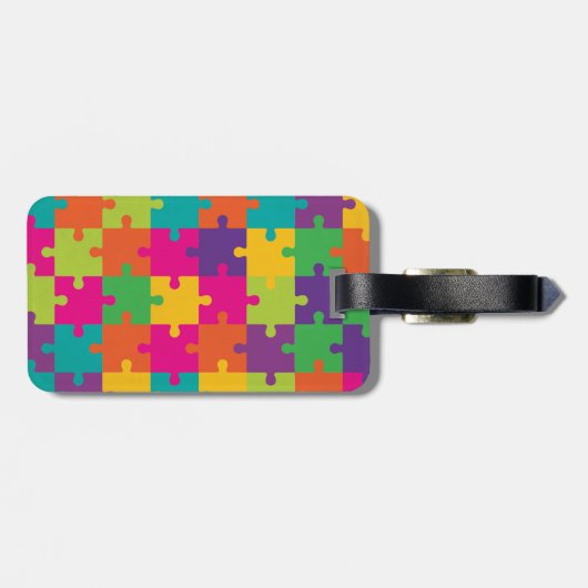 カラフルなジグソーパズルパターン ラゲッジタグ (裏面横)
