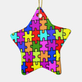 「カラフルなジグソーパズル」のオーナメント セラミックオーナメント (左)