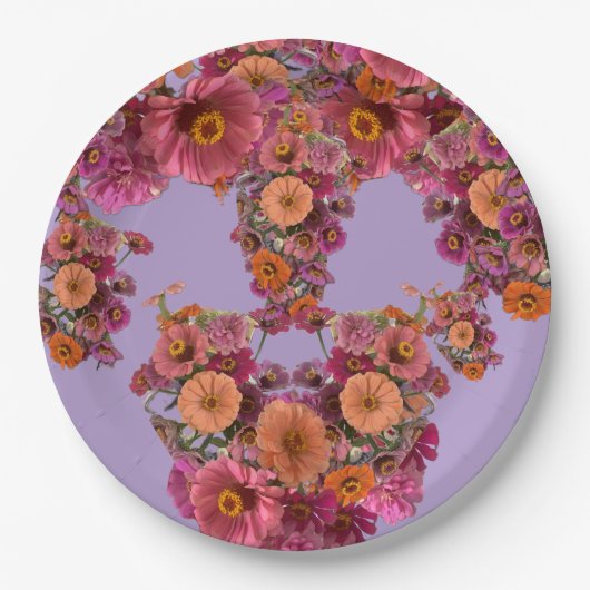カラフルなジニアの花束 モーリン・ジラール ペーパープレート (正面)