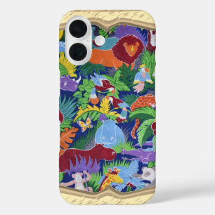 カラフルなジャングルの動物 iPhone 16ケース