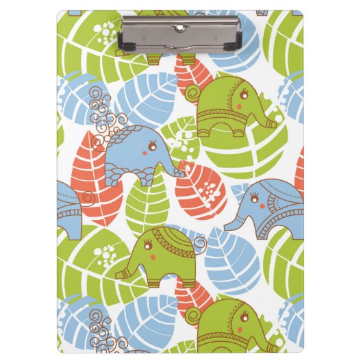 カラフルなジャングル象 クリップボード (正面)