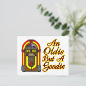 カラフルなジュークボックスが目を引く、1950年代の懐かしの名曲 ポストカード (スタンド正面)