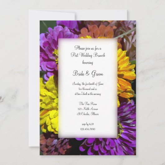 カラフルなジンジャの花の結婚式後ブランチ 招待状 (正面)