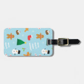 カラフルなジンジャーブレッドの雪だるまのクリスマスパターン ラゲッジタグ (正面横)