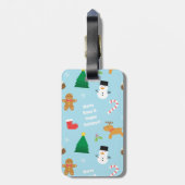 カラフルなジンジャーブレッドの雪だるまのクリスマスパターン ラゲッジタグ (裏面縦)
