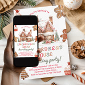 カラフルなジンジャーブレッドハウスの飾り付けパーティー 招待状