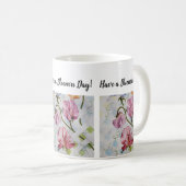 カラフルなスイートピーの水彩画の花 コーヒーマグカップ (正面右)