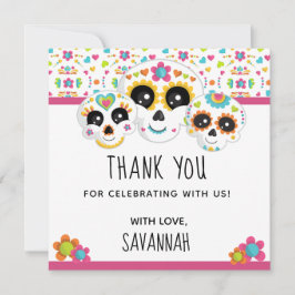 カラフルなスカル Dia de la Muerte ハロウィン 誕生日パーティー サンキューカード