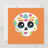 カラフルなスカル Dia de la Muerte ハロウィン 誕生日パーティー サンキューカード (裏面)