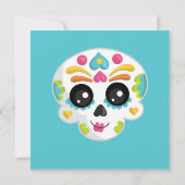 カラフルなスカル Dia de la Muerte ハロウィン 誕生日パーティー サンキューカード (裏面)