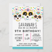 カラフルなスカル Dia de la Muerte ハロウィン 誕生日 招待状 (正面)