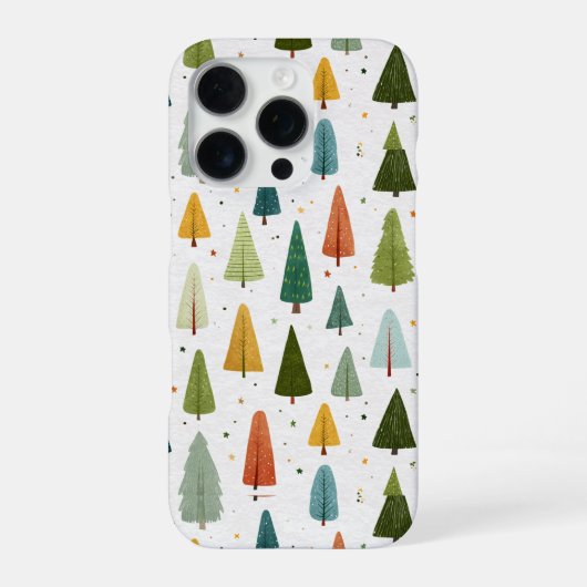 カラフルなスカンジナビアンスタイルのクリスマスツリーパターン iPhoneケース (裏面)