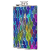 カラフルなスケールパターン　名前付き フラスク (左)