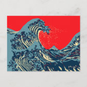 カラフルなスタイルの北斎の大波 ポストカード (正面)