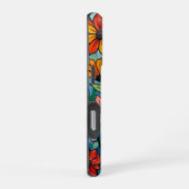 カラフルなステンドグラスの花々 iPhoneケース (右側面)