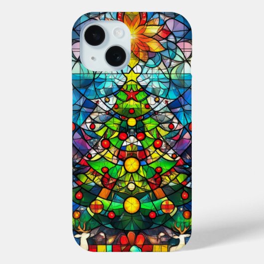 カラフルなステンドグラス風クリスマスツリー クリスマス Case-Mate iPhoneケース (裏面)