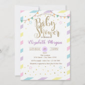 カラフルなストライプと星のベビーシャワー招待状 招待状 (正面)