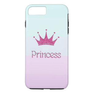 カラフルなストライプと輝きのティアラ プリンセスにもぴったり iPhone 8 PLUS/7 PLUSケース