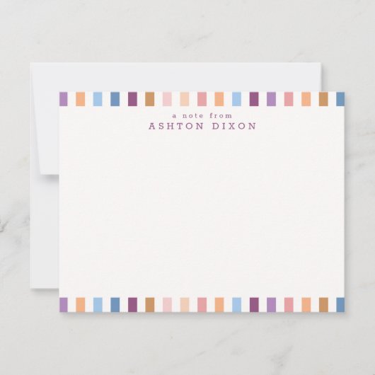 カラフルなストライプのモダンな便箋カード ノートカード (正面)
