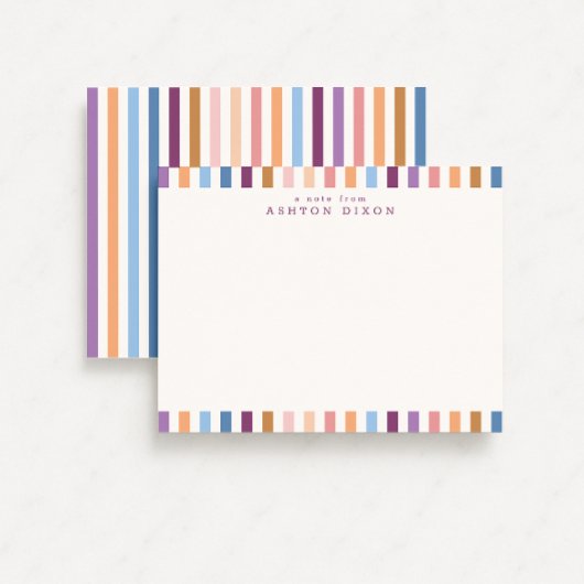 カラフルなストライプのモダンな便箋カード ノートカード