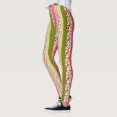 カラフルなストライプの明るい夏のパターン レギンス (左)