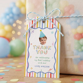 カラフルなストライプの誕生日パーティーギフトタグ ギフトタグ