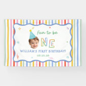 カラフルなストライプの誕生日パーティー  横断幕 (横)