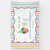 カラフルなストライプの誕生日パーティー  横断幕 (縦)