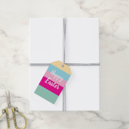 カラフルなストライプ柄のハッピーイースター フラットカード ギフトタグ