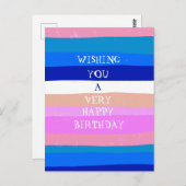 カラフルなストライプ お誕生日おめでとう オーダーメイド ポストカード (正面/裏面)