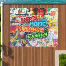 カラフルなストリートアートのグラフィティラブホームハート