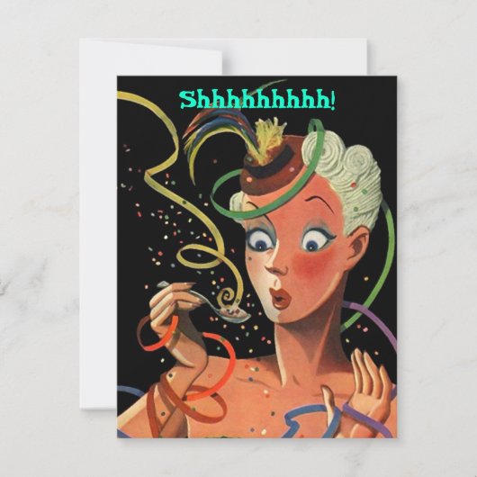 カラフルなストリーマーサプライズパーティーの女の子の招待状 招待状 (正面)