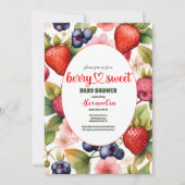 カラフルなストロベリーベイビーシャワーベリー 招待状 (正面)