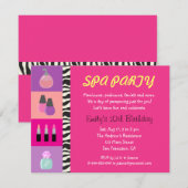 カラフルなスパ誕生日パーティーの招待状 招待状 (正面/裏面)