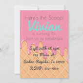 カラフルなスプリンクル付きアイスクリームコーン 招待状 (正面)