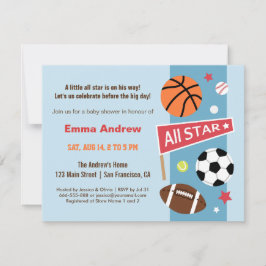 カラフルなスポーツがテーマのベビーシャワー招待状 招待状