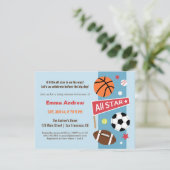 カラフルなスポーツがテーマのベビーシャワー招待状 招待状 (スタンド正面)