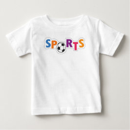 カラフルなスポーツテキストデザインとサッカーボール ベビーTシャツ