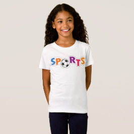 カラフルなスポーツテキストデザインとサッカーボール Tシャツ