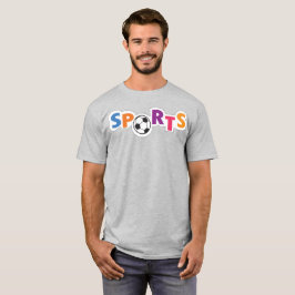 カラフルなスポーツテキストデザインとサッカーボール Tシャツ